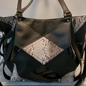 Big Buddha Black and Gray Patterned Tote